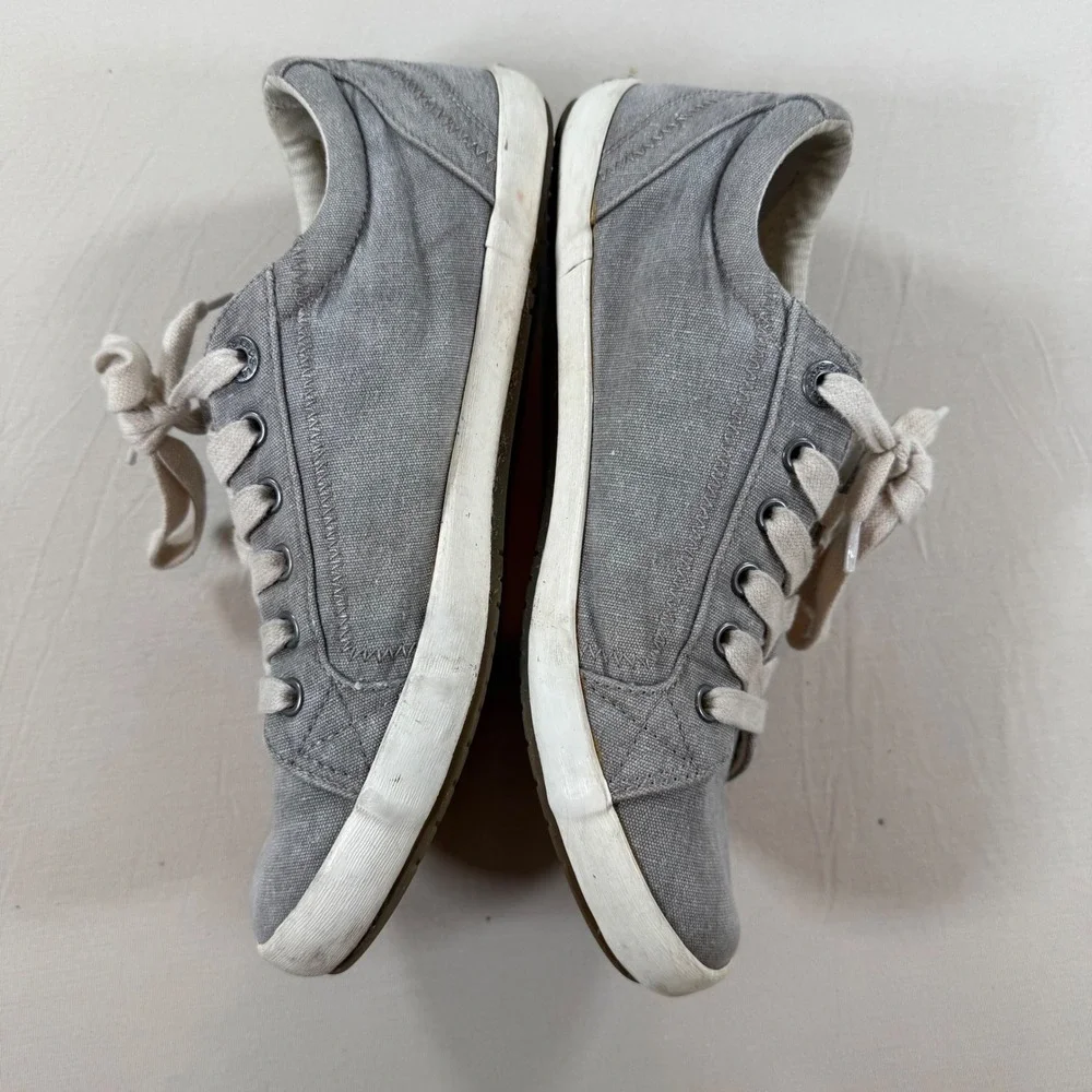 Taos Star Gray Canvas Low Top Sneakers Womens 9.5 STA-12844 Comfort Shoes